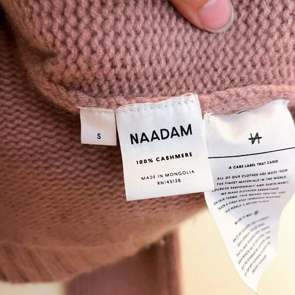 NAADAM 100% Cashmere Pink Cutout Shoulder Designer Knit Pullover Sweater S - Picture 8 of 9